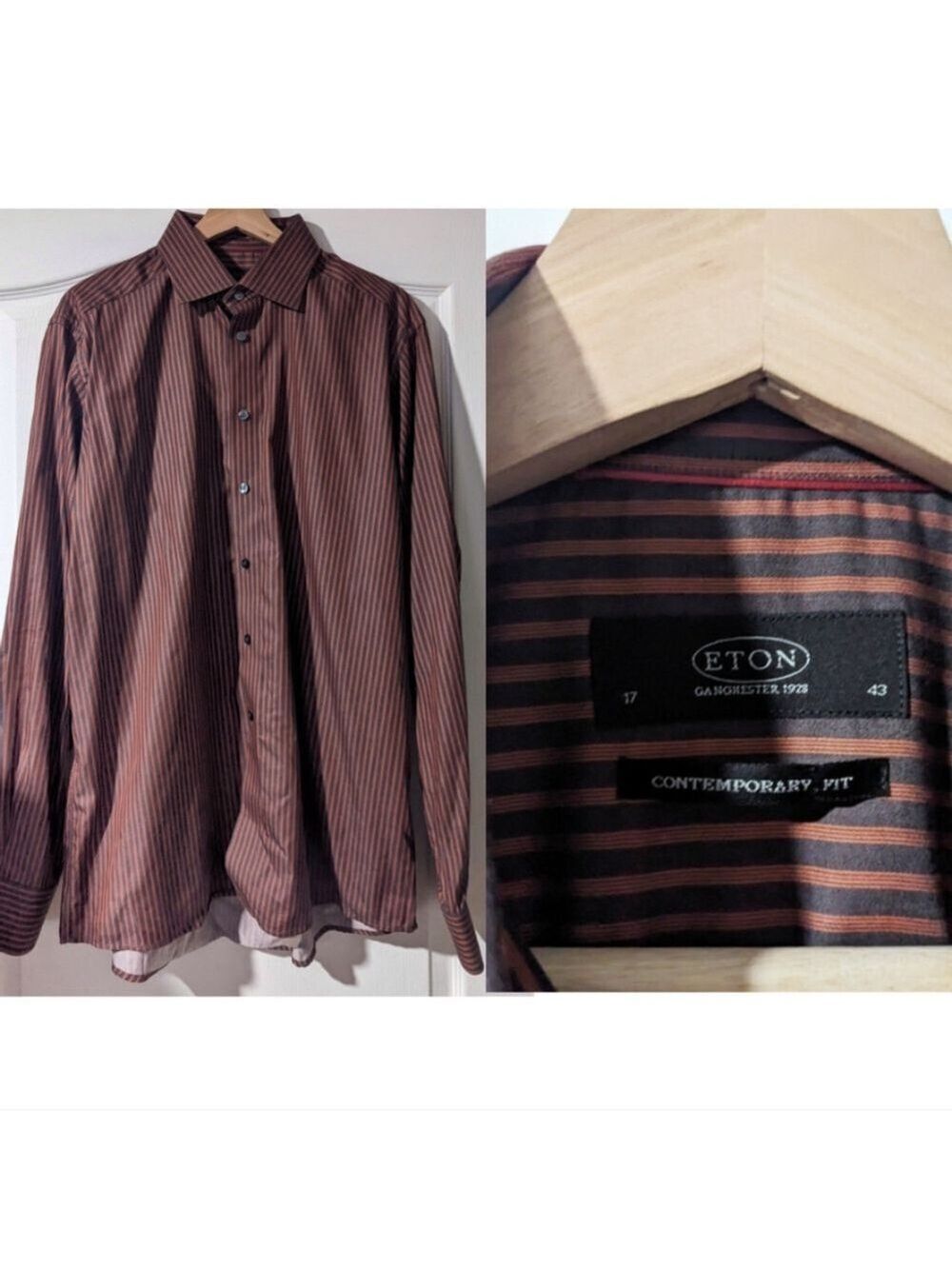Eton | Contemporary fit shirt in brown/orange stripe